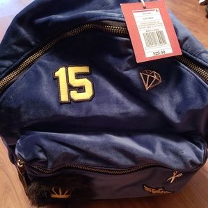Mossimo Blue velvet Backpack With Appliq